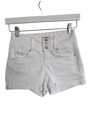 Wax White Stretchy Rolled-Hem Shorts Cotton-Blend